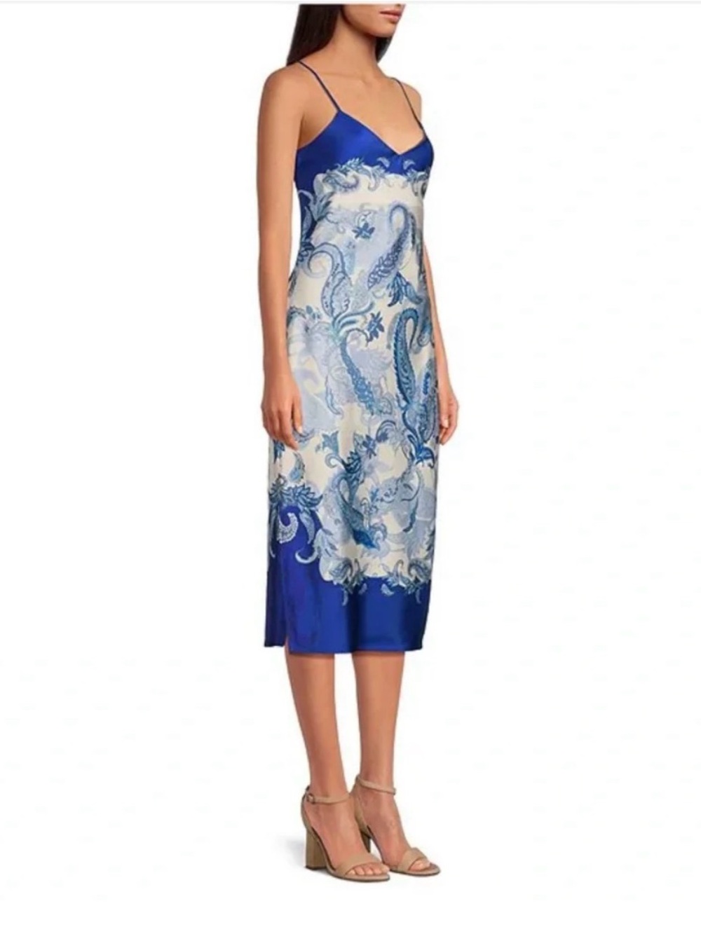 NWOT Gianni Bini Blue and White Paisley Slip Midi Dress